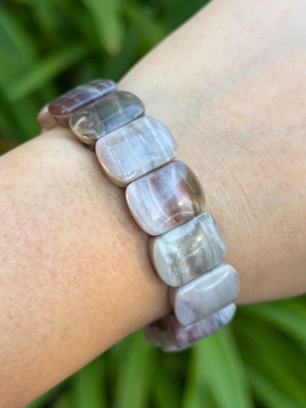 6.75 inches stretchable petrified wood soft bangle‎ 1535